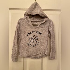 Avalon Heathered Gray V-Neck Hoodie Sweater